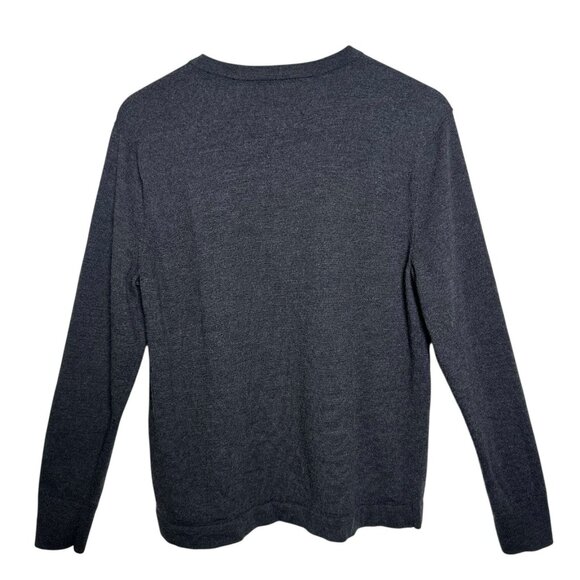 BR BANANA REPUBLIC Mens Large Gray 100% Merino Fine Wool Henley Sweater Polo - Picture 3 of 8